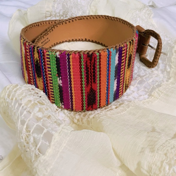 Leather Trimmed Wide Belt Weaved in Guatemala main image 10